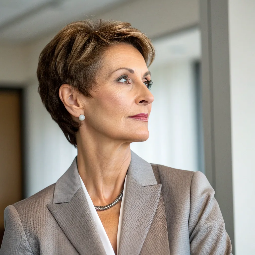 Mature businesswoman with short hair