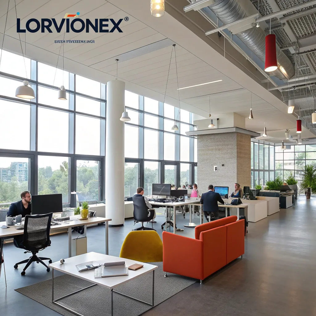 Modern office of LORVIONEX showcasing a dynamic workplace